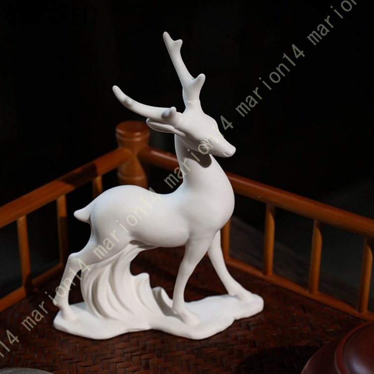 置物 鹿の置物 北欧 陶器 オーナメント鹿 恋人 彫刻 オブジェ 小像 彫刻 立像 ホームリビングルーム 寝室の装飾 インテリア 置き物 飾り 誕生日 プレゼント｜marion14｜02