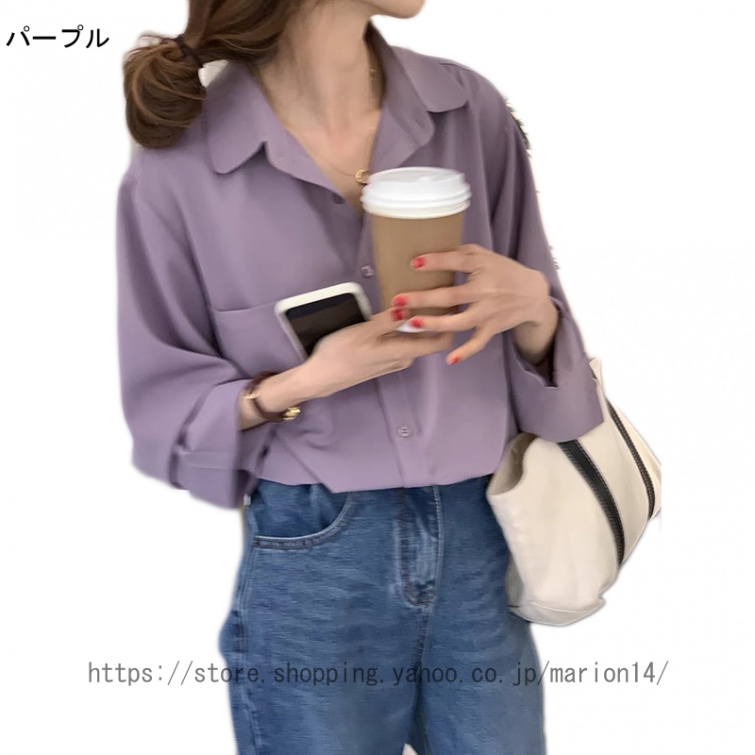 タック トップス ブラウス レディース 白 大きいサイズ 長袖 フォーマル vネック シフォン パフスリーブ 落ち感 シャツ 無地 シンプル フォーマル おしゃれ |  | 02