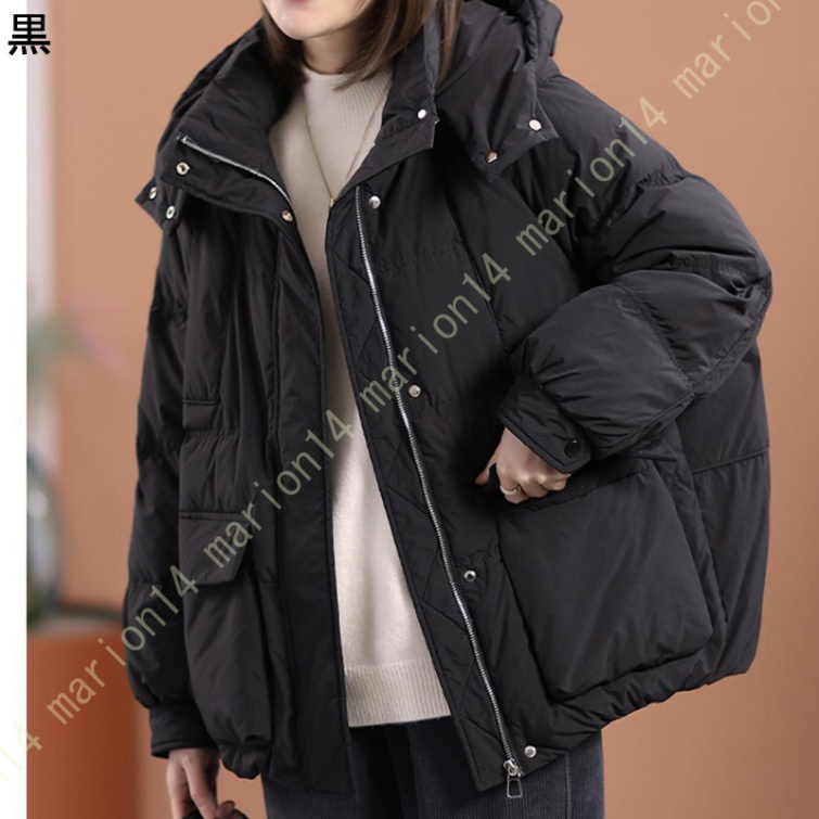 レディース ダウンジャケット 秋 冬 中綿 フードコート 無地 ショート  