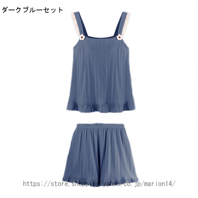 [WOJIAN]パジャマ レディース ナイトウェア 綿 ショートパンツ ルームウェア 夏 半袖シャツ ショートパンツ 上下セット 部屋着 吸汗速乾 通気 肌に優しい 春夏