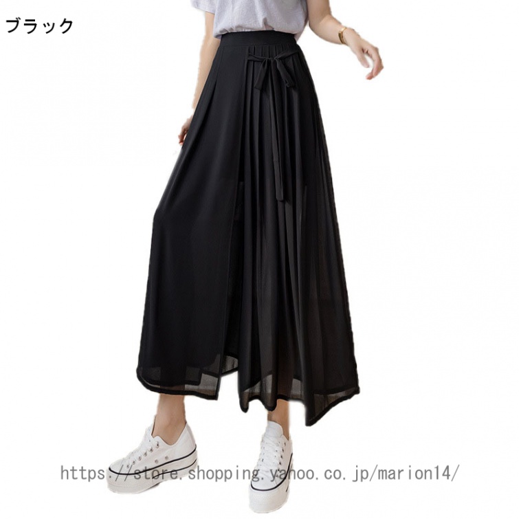 スカーチョ プリーツスカーチョ シフォン ワイドパンツ ガウチョパンツ ロング プリーツ ミモレ丈スカート レディースパンツ スカート風 プリーツワイドパンツ |  | 03