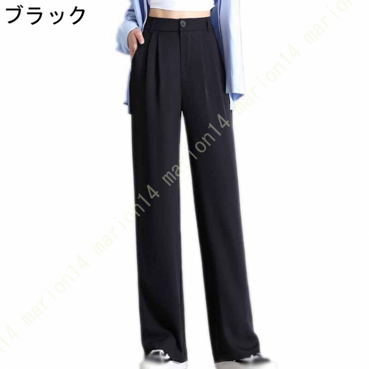 ストレート タック ワイドパンツレディース 春 夏 パンツ スラックス ワイドパンツ オフィスカジュアル タックパンツ 美シルエット きれい見えワイドパンツ |  | 02