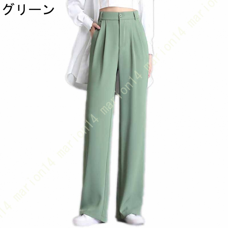 ストレート タック ワイドパンツレディース 春 夏 パンツ スラックス ワイドパンツ オフィスカジュアル タックパンツ 美シルエット きれい見えワイドパンツ |  | 03