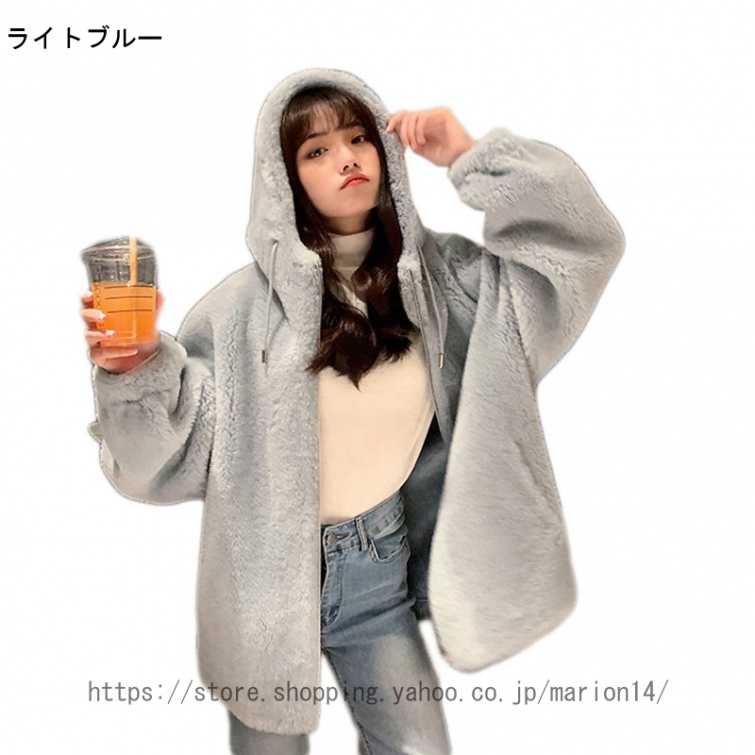 ボアジャケット レディース ボアコート ゆったり 無地 フリースコート もこもこ 女性用 ショートコート ふわふわ 防寒 ブルゾン ボア 大きいサイズ 秋 冬｜marion14｜04