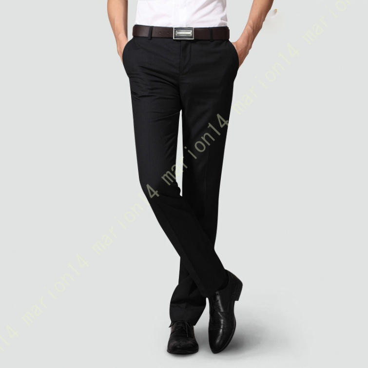 メンズスーツパンツ ロングパンツ 長ズボン 通勤 ビジネス スラックス ノータック 便利なロングパンツ スリム ストレート ビジネススラックス ブラック 黒｜marion14｜02