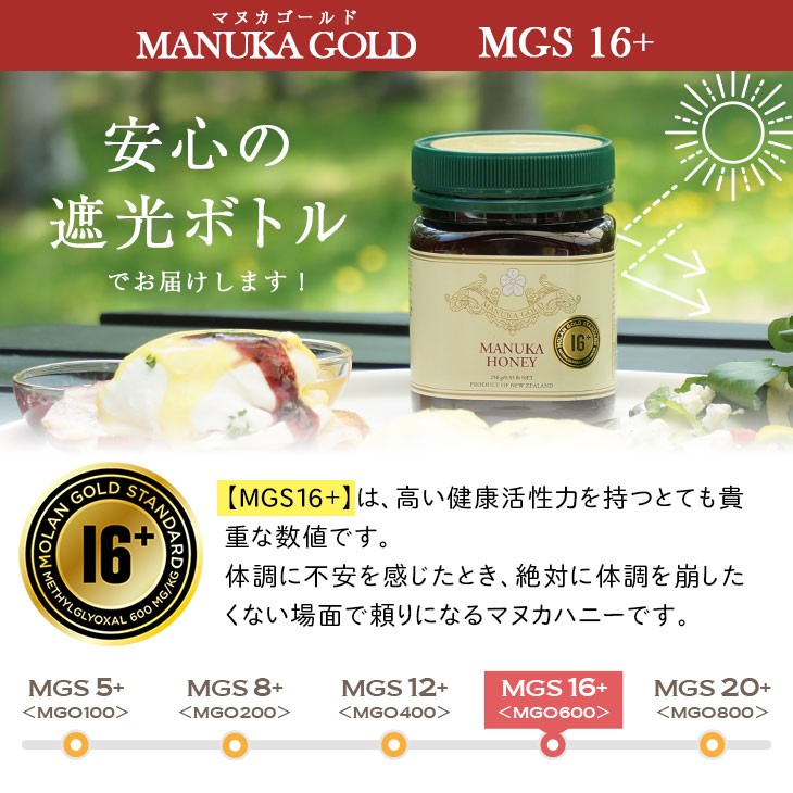 マヌカハニー 16+ が62％OFF！12300円⇒4551円！MG600+ MGS