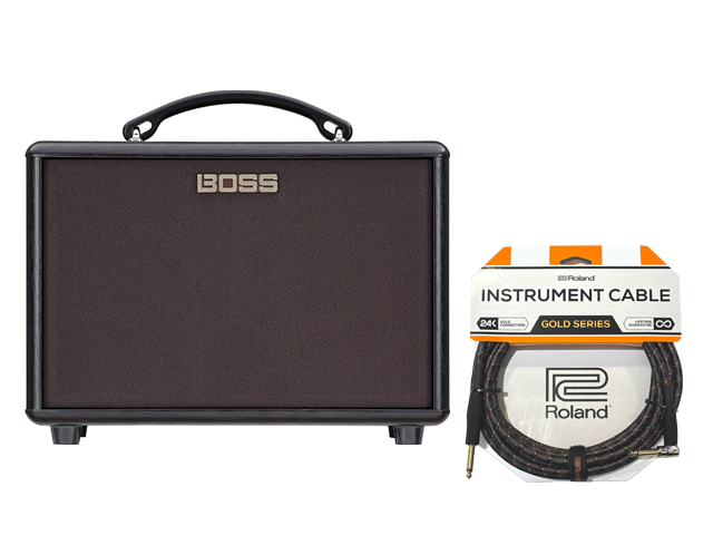 BOSS AC-22LX + Roland �P�[�u�� �Z�b�g�@�A�R�[�X�e�B�b�N�A���v