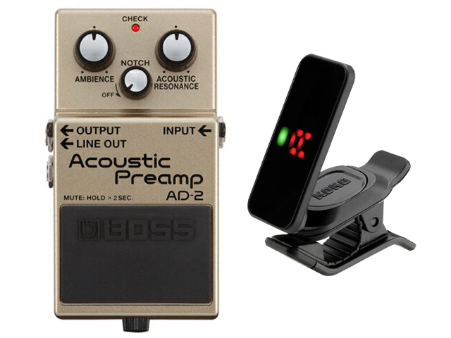 BOSS（ボス） BOSS Acoustic Preamp AD-2 + KORG Pitchclip 2 PC-2