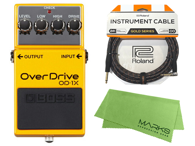 Roland OverDrive OD-1X ギターエフェクター BOSS（楽器、器材） BOSS Overdrive OD-1X + Roland ケーブル