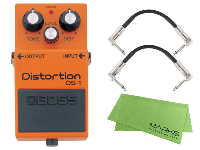 BOSS Distortion DS-1 + モリダイラパッチケーブル2本 セット［マークス・オリジナルクロス付］　コンパクトエフェクター