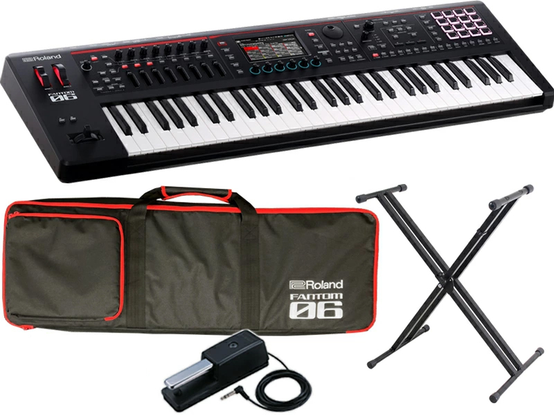 <��p�\�t�g�P�[�X�t>Roland FANTOM-06 + DP-10 + X�^�X�^���h �Z�b�g  61���Ճ��f��
