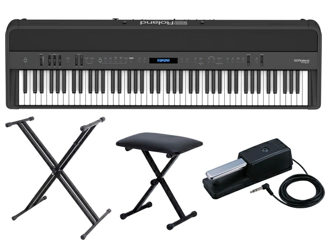 Roland FP-90X-BK + �L�[�{�[�h�X�^���h + �`�F�A �Z�b�g�@�f�W�^���s�A�m