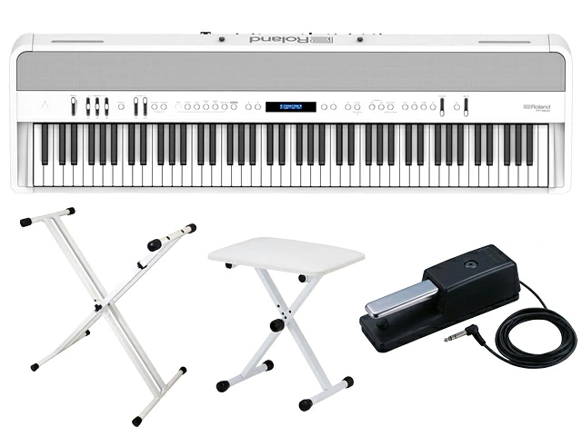 Roland FP-90X-WH + �L�[�{�[�h�X�^���h + �`�F�A �Z�b�g�@�f�W�^���s�A�m