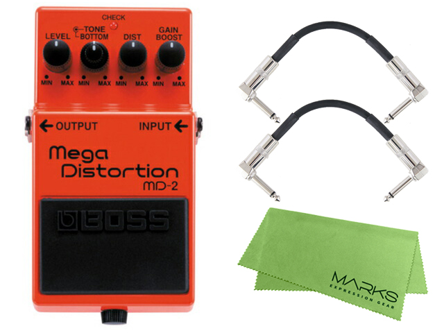 BOSS Mega Distortion MD-2 + モリダイラパッチケーブル2本 セット［マークス・オリジナルクロス付］　コンパクトエフェクター