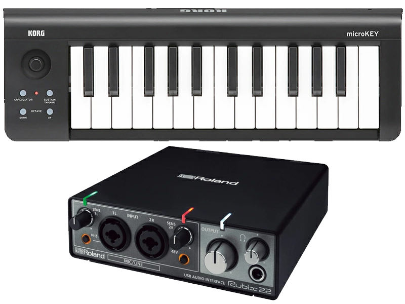 Roland Rubix22 + KORG microKEY-25 �Z�b�g�@�I�[�f�B�I�C���^�[�t�F�C�X