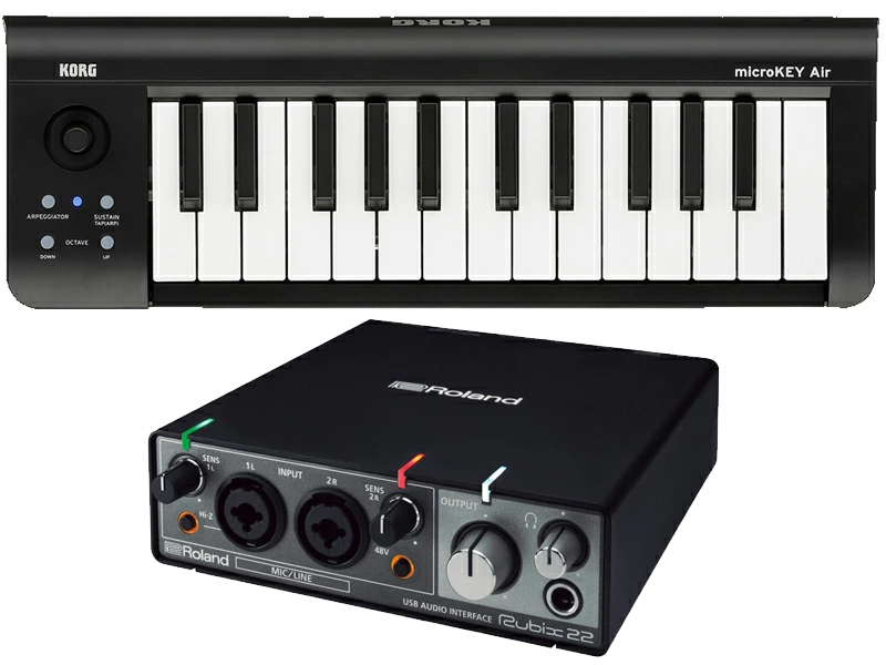 Roland Rubix22 + KORG microKEY2-25AIR �Z�b�g�@�I�[�f�B�I�C���^�[�t�F�C�X