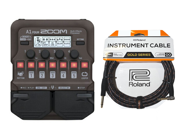 ズーム エフェクターセット ズーム(楽器) ZOOM A1 FOUR + Rolandケーブル セット マルチ