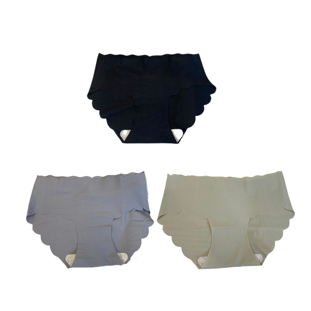 スカラップショーツ3枚セットスタンダード ノーマル シンプル 響かない ショーツ 下着 パンツ パンティ 速乾 通気性 サラサラ 接触冷感 アイスシルク 送料無料 |  | 03
