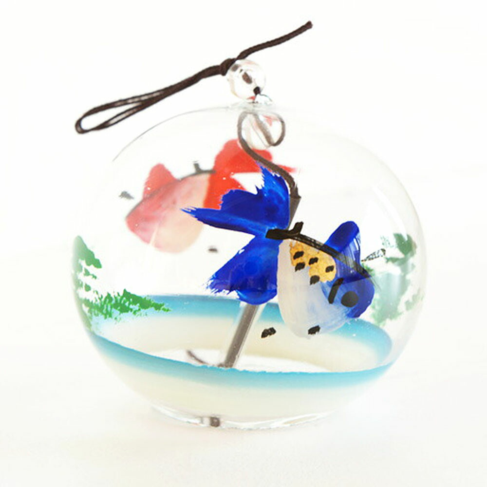 篠原風鈴本舗 江戸風鈴 小丸 ガラス 風鈴 二色金魚 【江戸風鈴 手作り