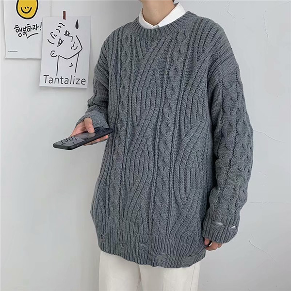 ケーブル編みニット セーター メンズ ニット メンズファッション 無地 秋冬 ざっくり ランドネックカジュアル トップス 長袖 冬 服 7周年記念イベントが インナー 秋