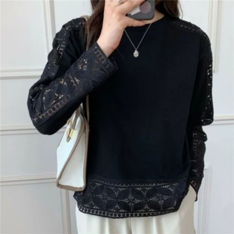 tシャツ Tシャツ レディース 半袖 カットソー ブラウス 2点購入で5%OFF シンプル レース 刺繍 トップス 着痩せ オフィス 通勤 きれい ゆったり |  | 04