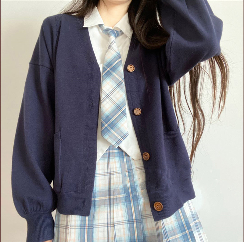 カーディガン スクールカーディガン ニットカーディガン Vネック トップス 長袖 オールシーズン JK制服 セーラー服 ニットセーター 前開き 學院風  :55oct21vxyks16:Mars Color - 通販 - Yahoo!ショッピング