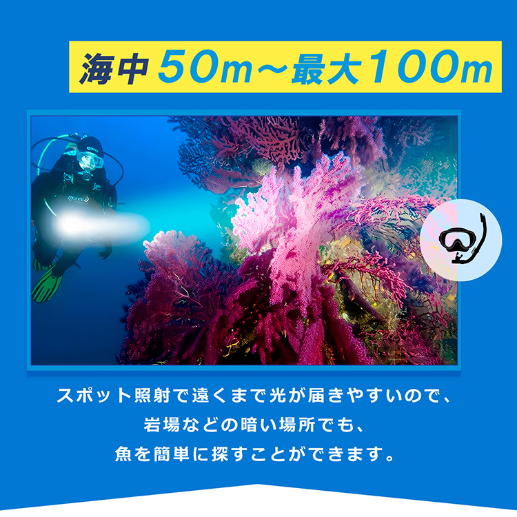 SPEAR SEALS 水中ライト 1200ルーメン 防水 100m | ダイビングライト ハンドライト 水中 潜水 ライト 懐中電灯 スピアフィッシング ダイビング 釣り 魚突き 魚 突き 銛 もり モリ 素潜り LED スピアシールズ