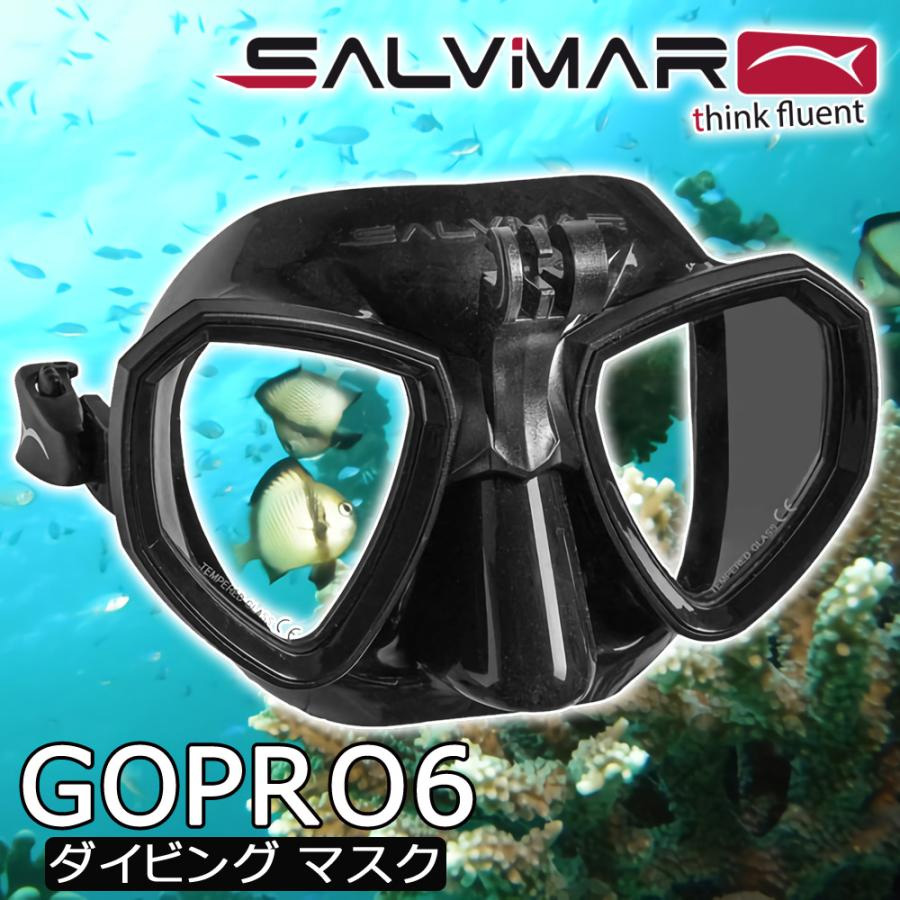 Salvimar サルビマー ダイビングマスク シュノーケル ゴーグル シュノーケリング ダイビング マスク レンズ 曇り止め GoPro マウント付き 強化ガラス TRINITY