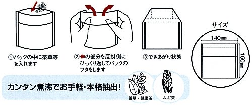 トキワの薬草パックL25枚入のご使用方法