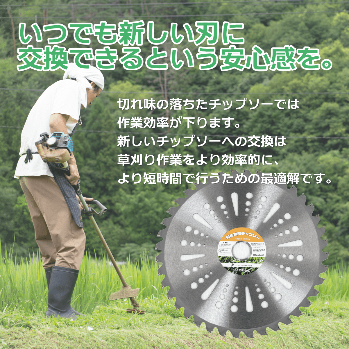 チップソー 刃 外径 255mm 刃数 40T 50枚セット 草刈機の交換用