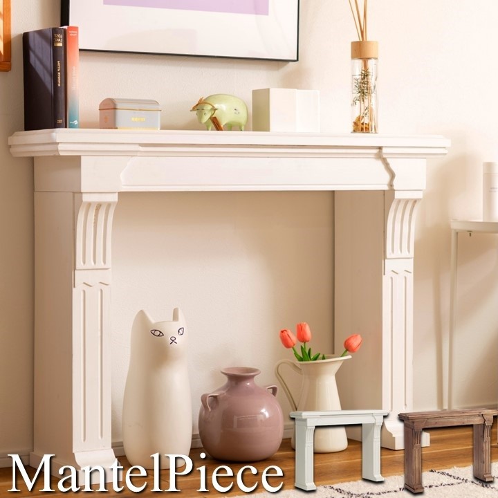 マントルピース アンティーク風 家具 幅100cm 暖炉装飾 レトロ シャビー 北欧 収納 ホワイト ブラウン