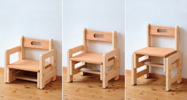 カラーキッズチェア高さ調節