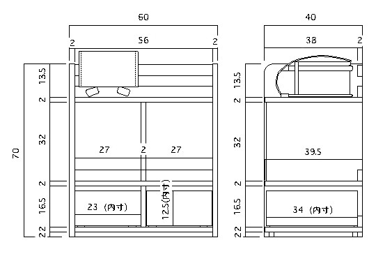 ランドセルラックダブル詳細サイズ