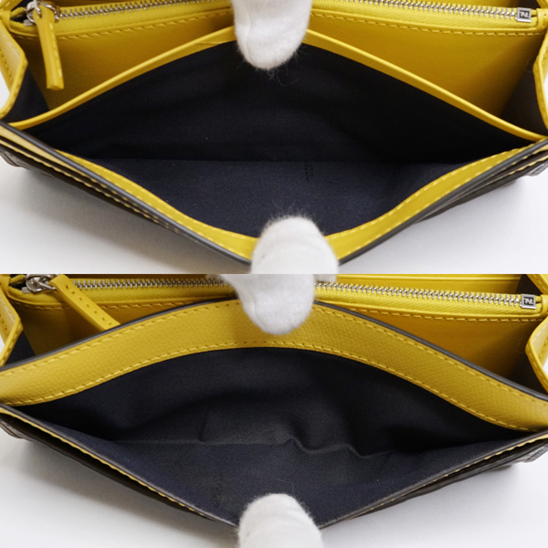 FENDI 長財布 イエロー/ブラウン FENDI フェンディ コンチネンタルウォレット エフ イズ フラップ