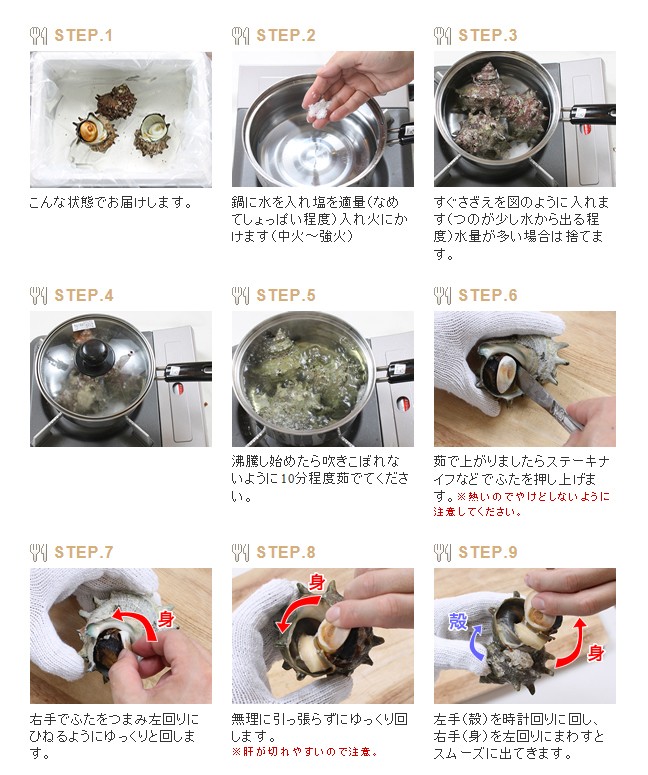 誰でも簡単 サザエの塩茹でレシピ マルカツ市場 御宿活魚 ヤフー店 通販 Yahoo ショッピング