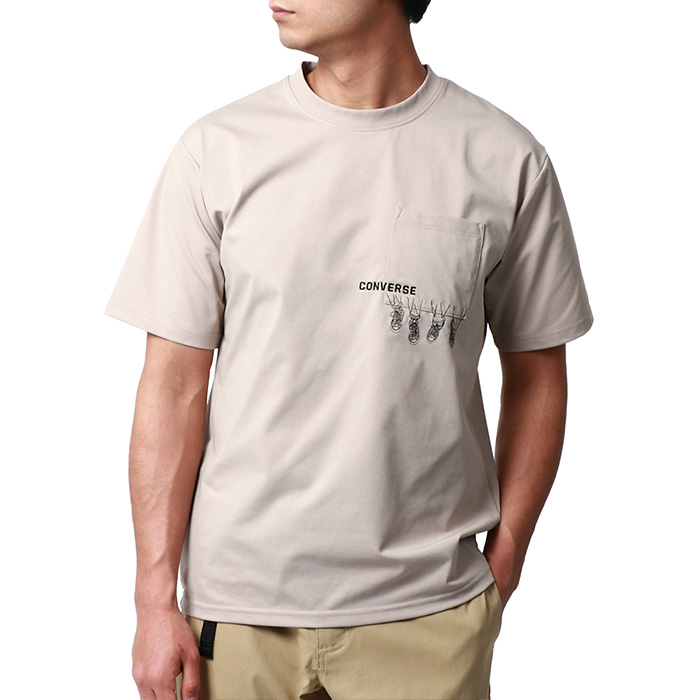 CONVERSE コンバース Tシャツ メンズ 半袖 ポケット 付き 吸水速乾 UVカット 接触冷感...