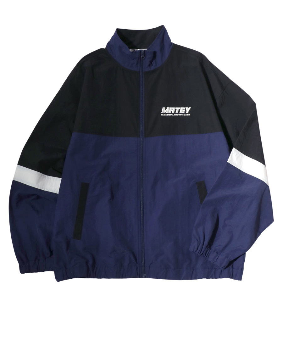 新品未使用タグ付きY's....ワイズビーLブルゾンMA1ネイビー MATEY ロゴ 切替ライン シャカシャカ ナイロンブルゾン メンズ