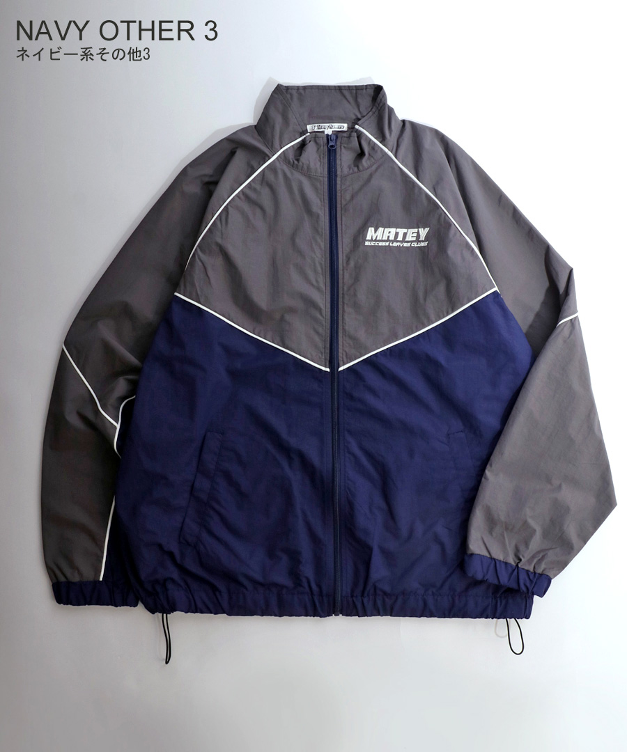 新品未使用タグ付きY's....ワイズビーLブルゾンMA1ネイビー MATEY ロゴ 切替ライン シャカシャカ ナイロンブルゾン メンズ
