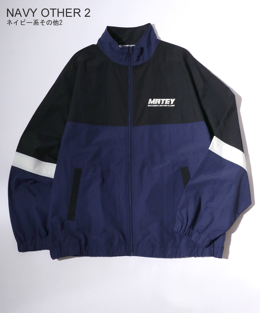 MATEY ロゴ 切替ライン シャカシャカ ナイロンブルゾン メンズ