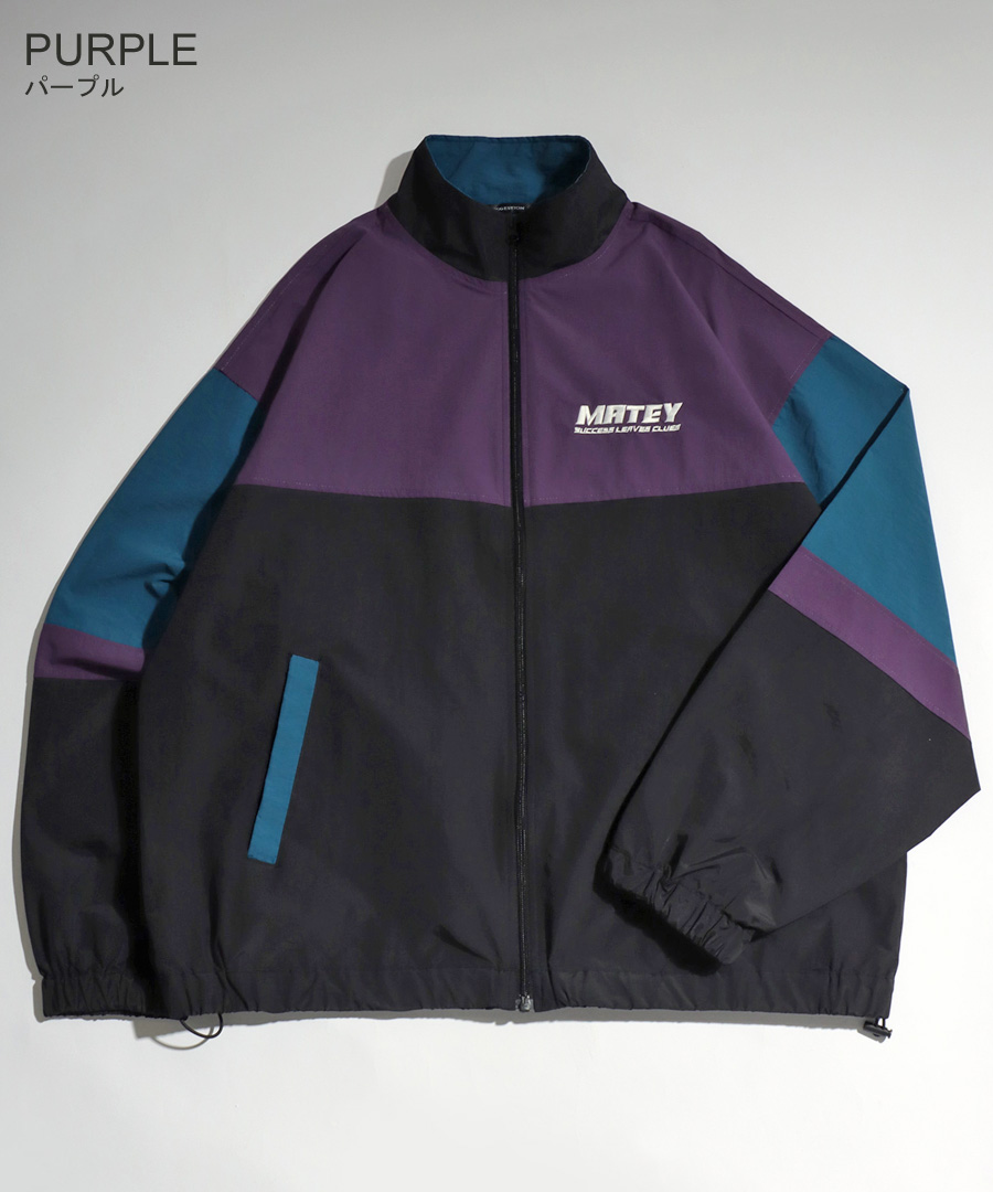 MATEY ロゴ 切替ライン シャカシャカ ナイロンブルゾン メンズ