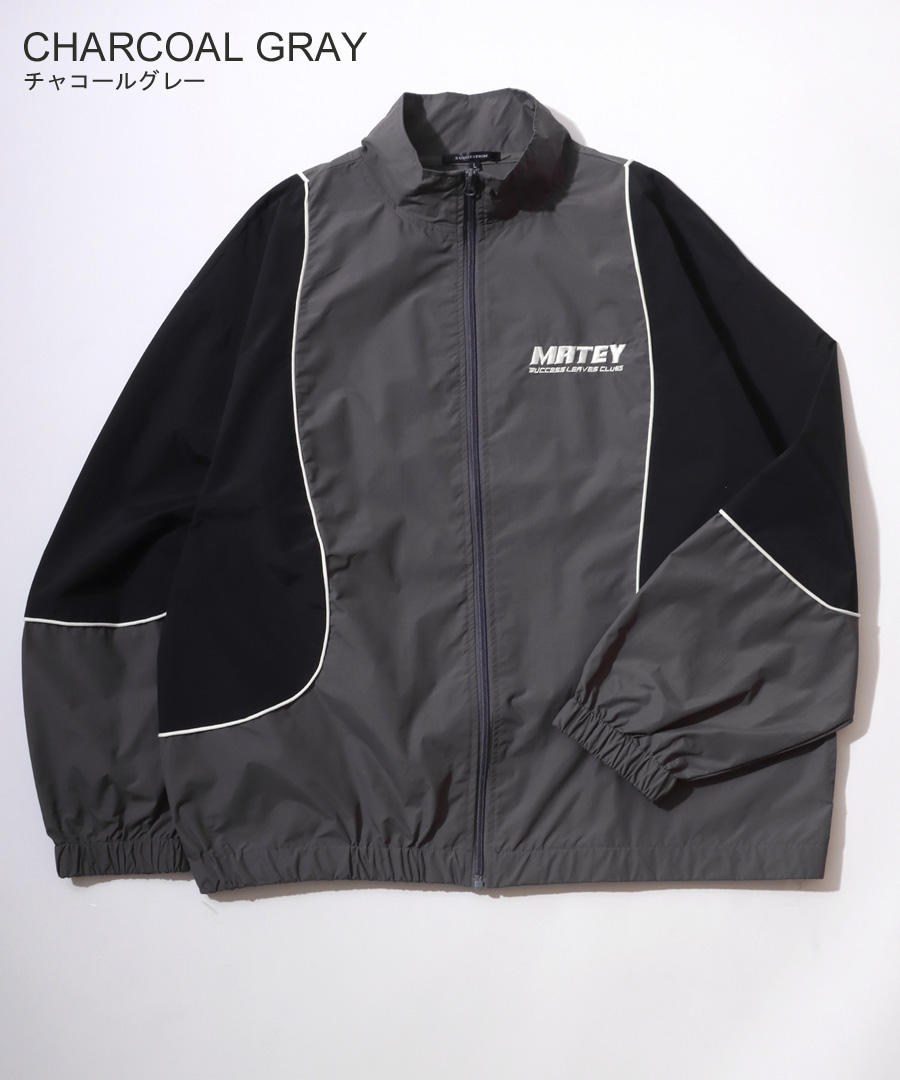MATEY ロゴ 切替ライン シャカシャカ ナイロンブルゾン メンズ