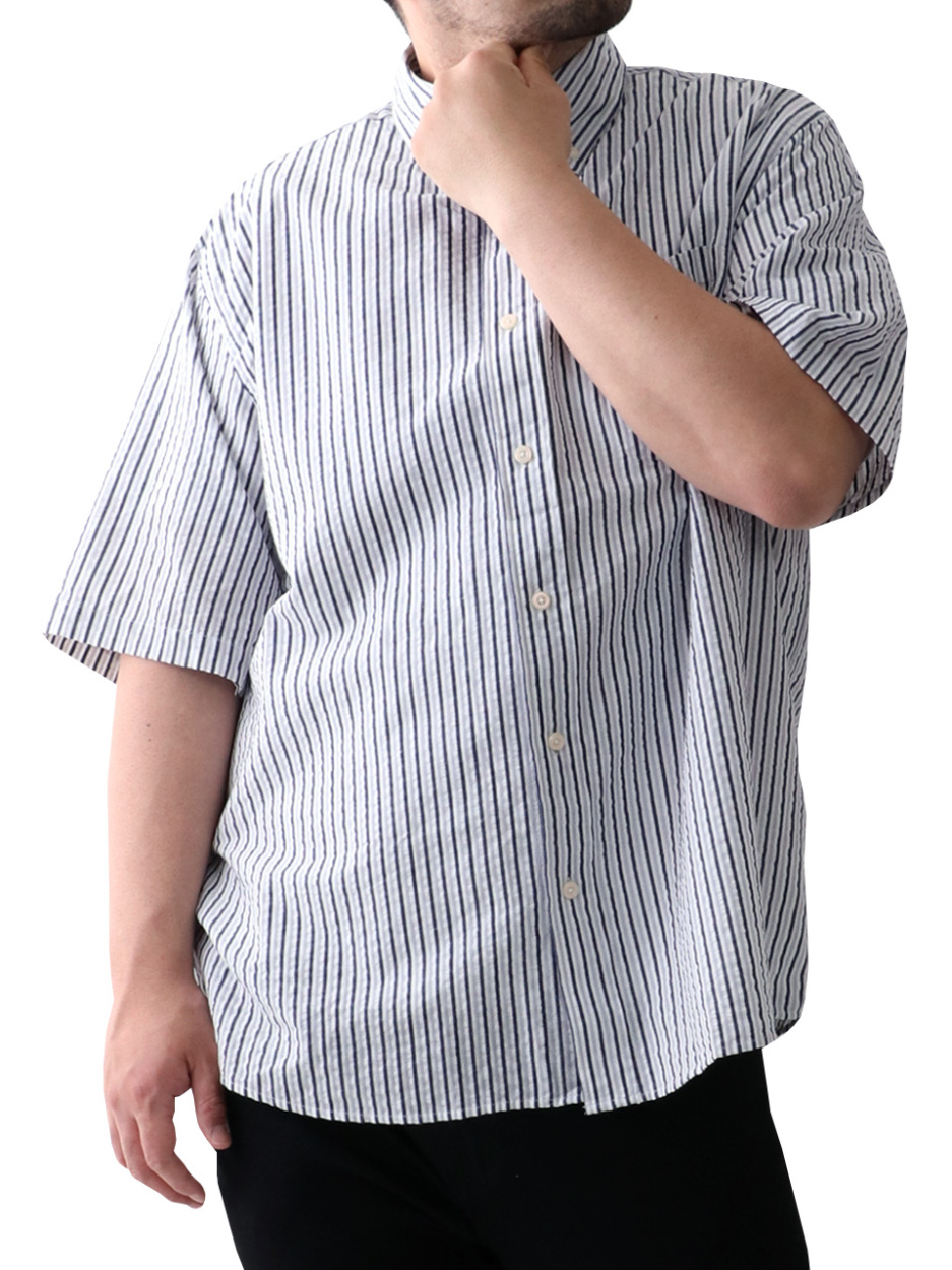 大きいサイズ メンズ ボタンダウンシャツ 半袖 麻混 綿麻 シャツ チェック ストライプ マルカワ 通販 Yahoo ショッピング