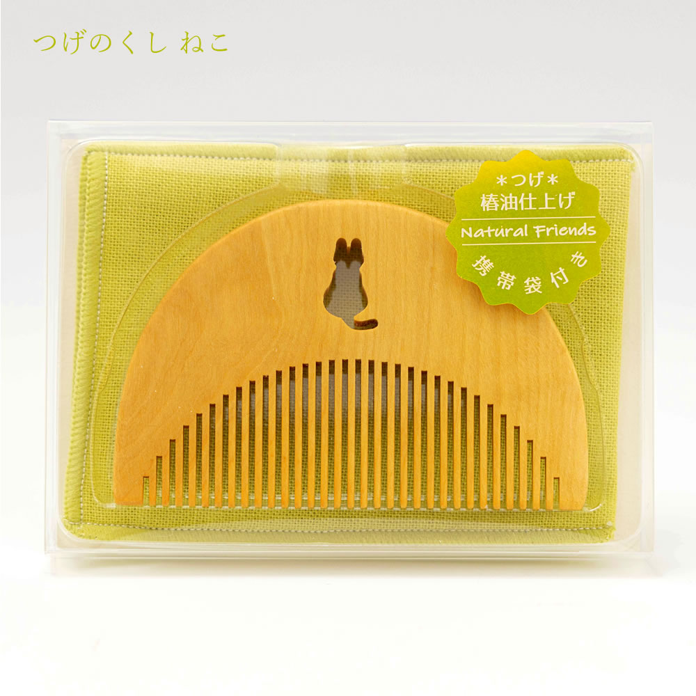 鼈甲荒櫛16.5㎝未使用品と思います Natural Friends つげのくし ねこ ペンギン うさぎ 椿油 艶やかな髪