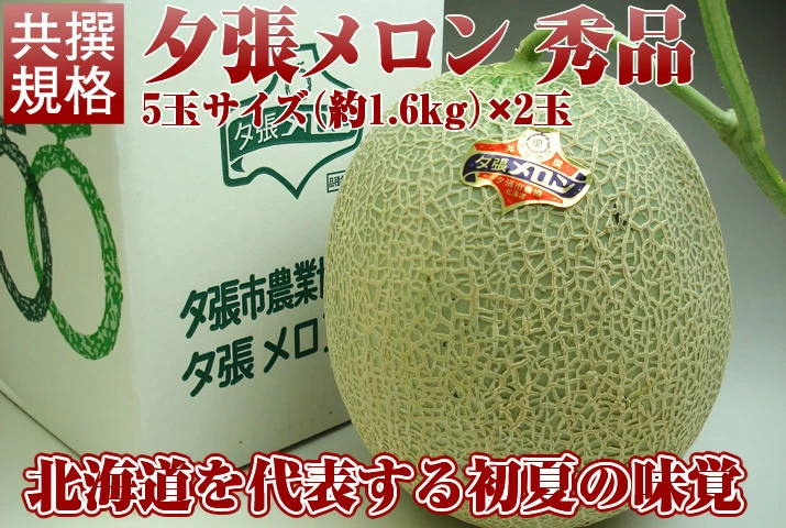 夕張メロン(共撰)秀品 約1.6kg×2玉 北海道産 赤肉メロン メロン