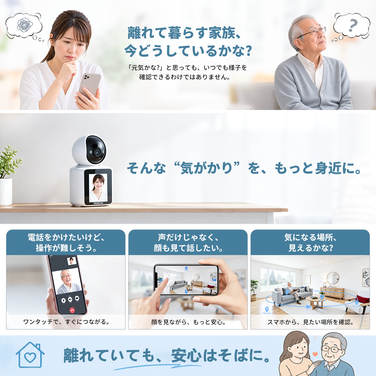 見守りカメラ ベビーカメラ ペットカメラ 防犯カメラ ワイヤレス 小型