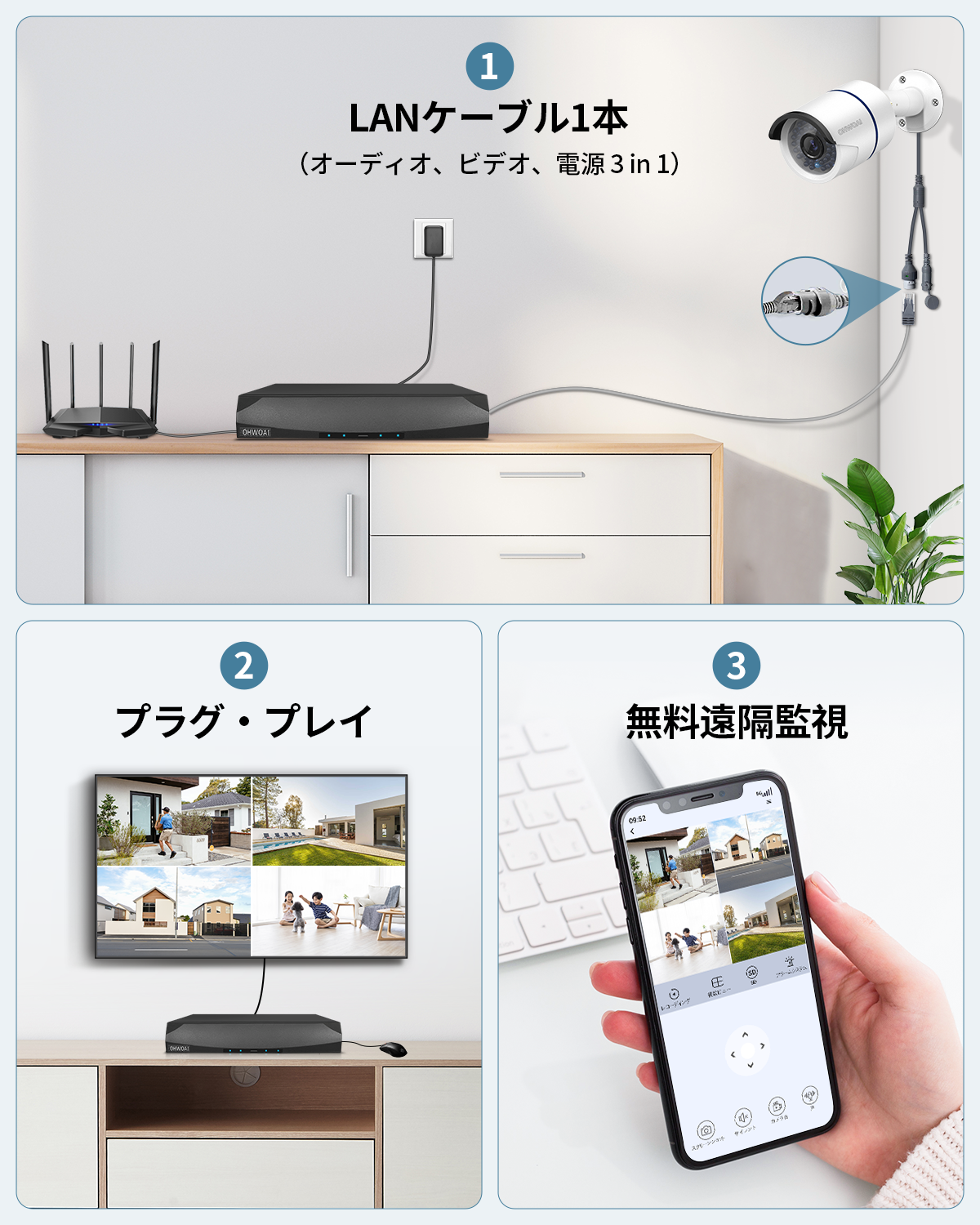 防犯カメラ 屋外 家庭用 監視カメラ 8台 防犯カメラセット 室内