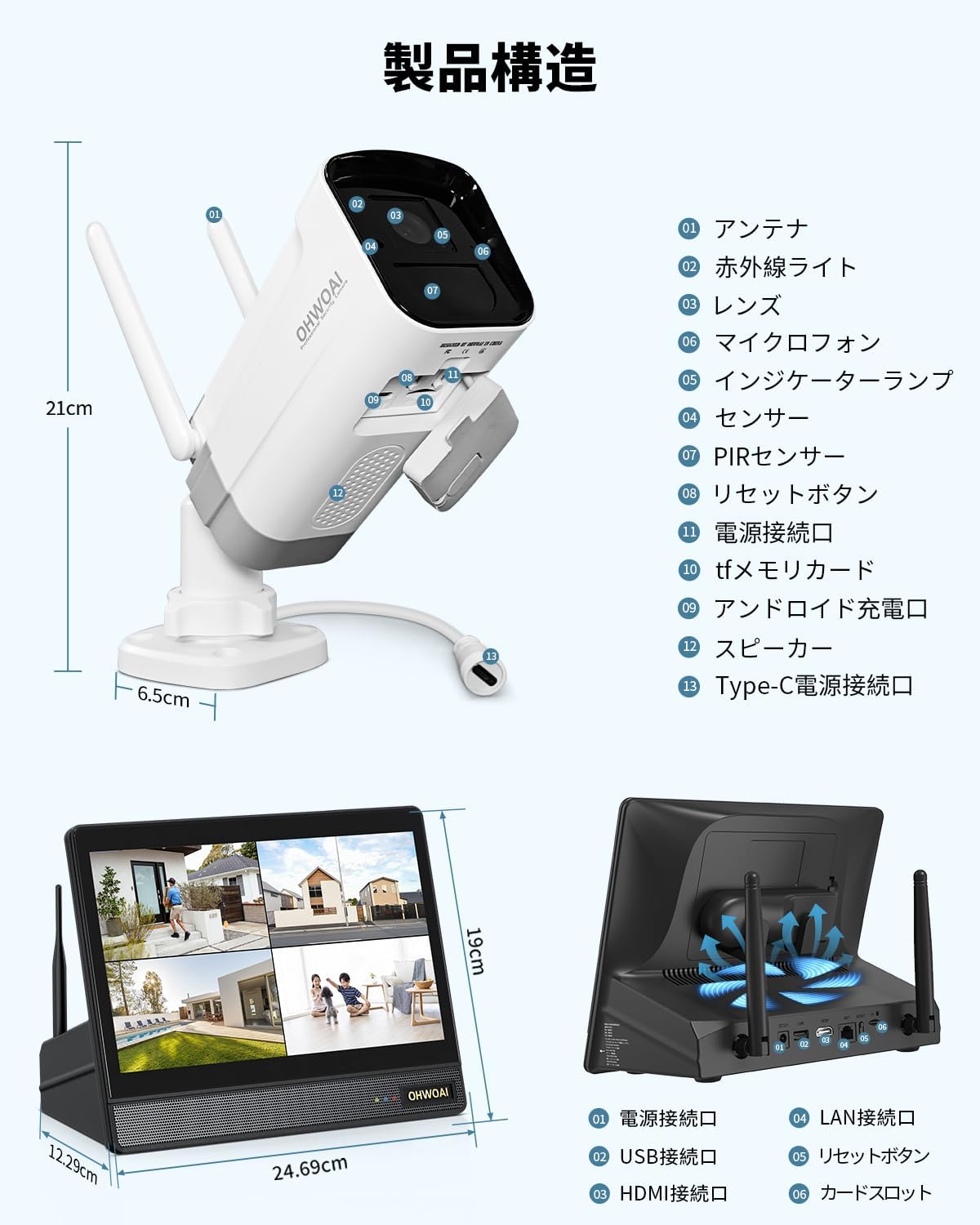 防犯カメラ 屋外 家庭用 ソーラー wifi ソーラーカメラ セット 4台 500