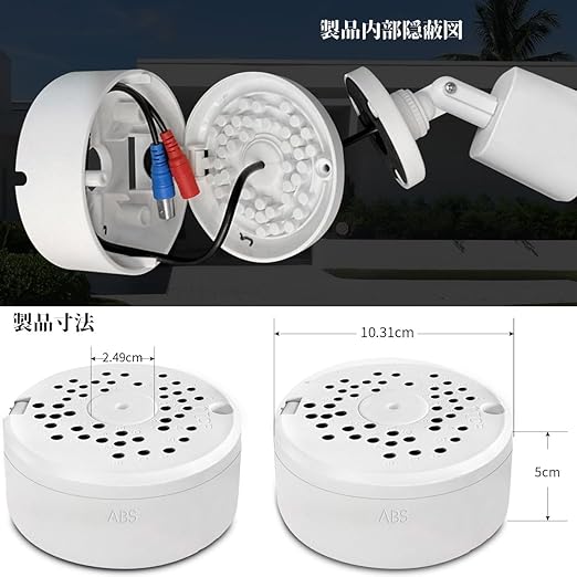 4個パック) バレット型カメラ用 丸形露出ボックス 防水ジャンクション