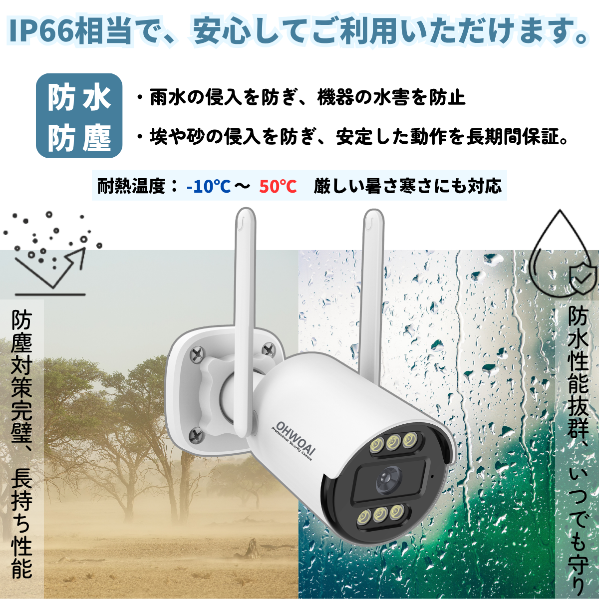 新品未使用　防犯カメラセット 監視カメラ 3台 セット　OHWOAIメーカー直販 防犯カメラ 屋外 家庭用 業務用 wifi ワイヤレス カメラセット 4台 300