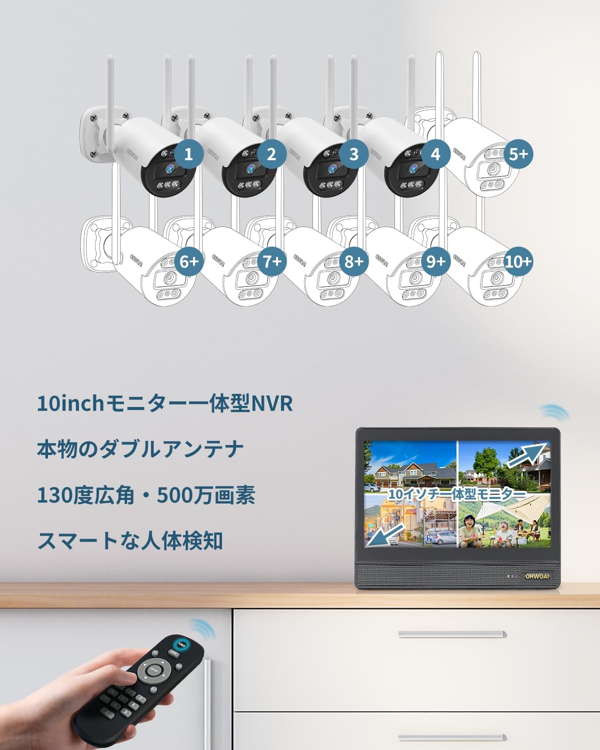 防犯カメラ 屋外 家庭用 業務用 wifi ワイヤレス セット 4台 300